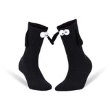 1 Pair - Funny Couple Magnetic Holding Hands Socks Creative Magnetic Attraction Hands with Cartoon Eyes Couples Socks