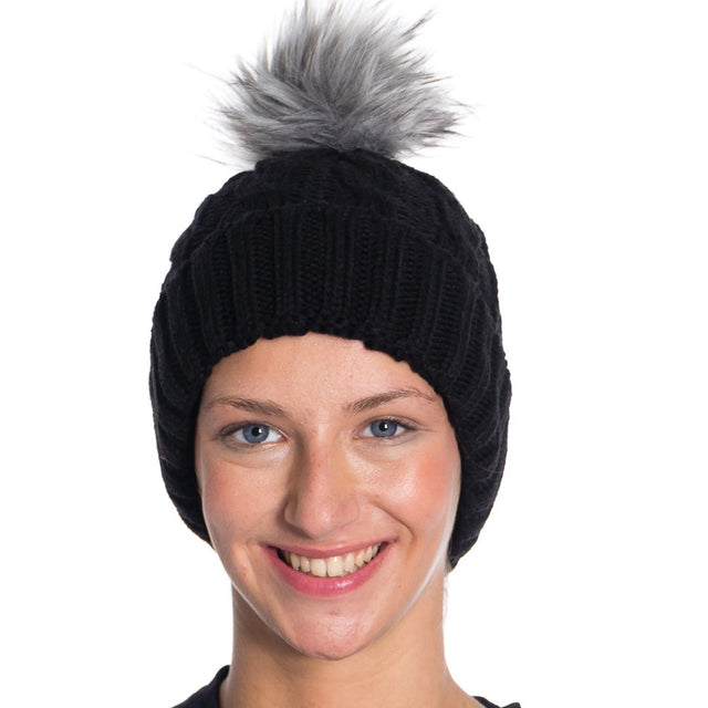 1 Pack - Winter Knitted Slouch Beanie Hat with Pom Pom for Women Winter Hat Beanie