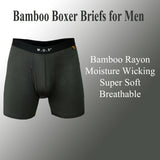 3 Pack - Bamboo Boxer Briefs for Men with Pouch Breathable Short Boxer