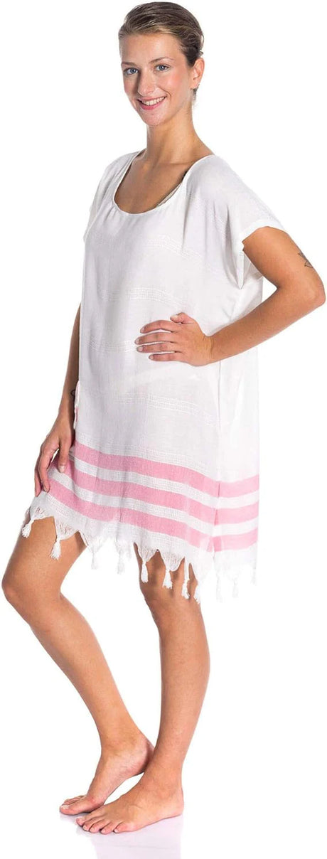 1 Pack - All Cotton Swimsuit Cover Ups for Women Short Sleeve Beach Dress