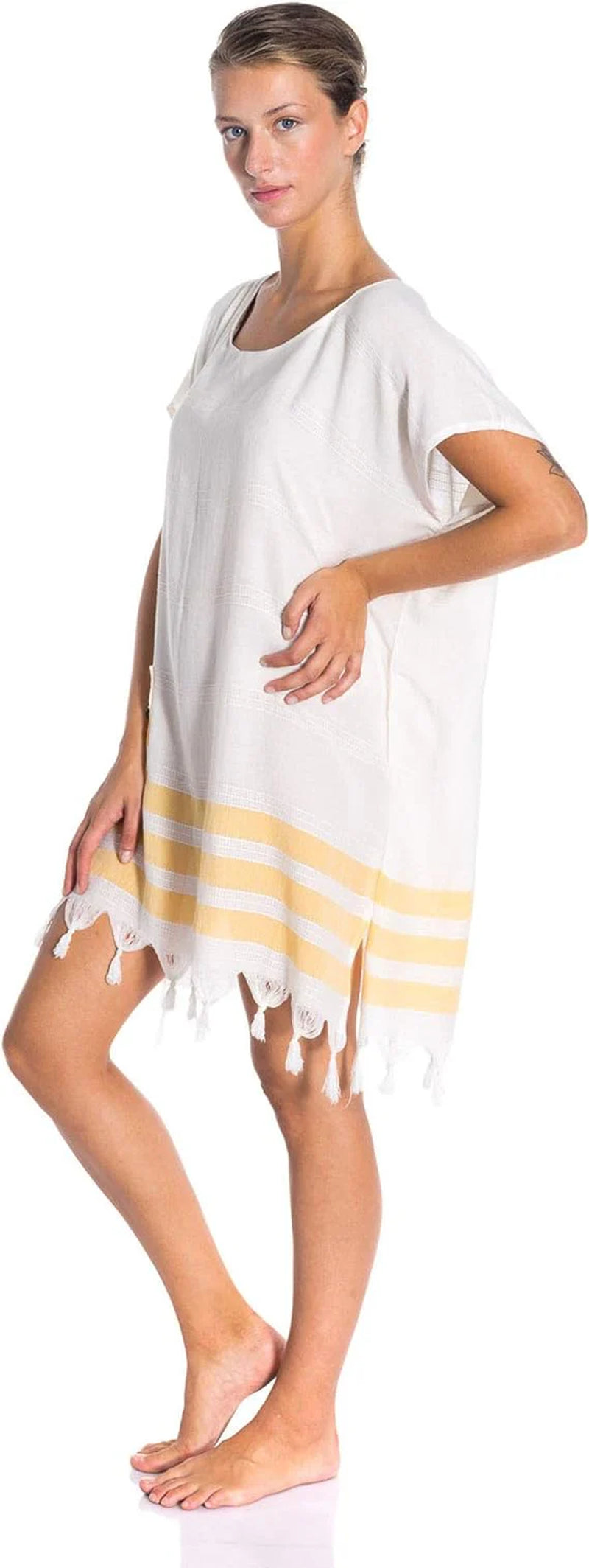 1 Pack - All Cotton Swimsuit Cover Ups for Women Short Sleeve Beach Dress