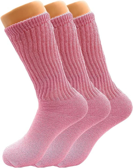 3 Pairs - Mid Calf Cotton Crew Socks for Women Casual Novelty Socks