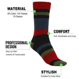 1 Pair - Cotton Crew Socks with Stripe Patterned Casual Socks