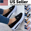 Women Block Shoes Slip on Closed Toe Platform Flat Wedge Casual Lace up Sneakers