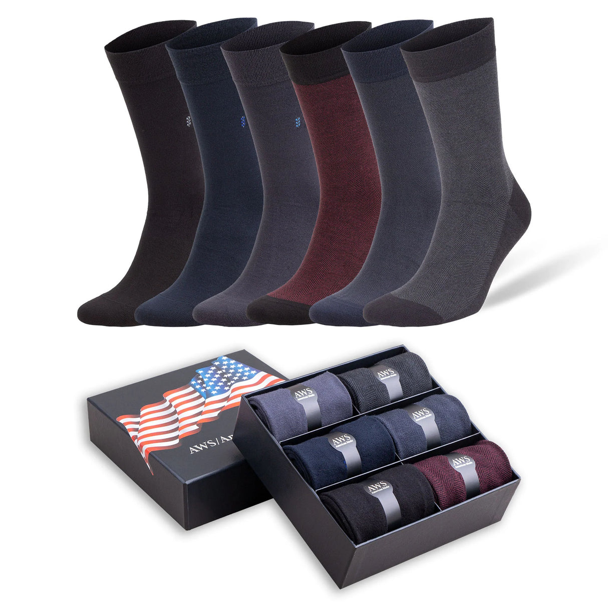 6 Pairs - Bamboo Dress Socks for Men Bamboo Fiber Business Trouser Socks with Gift Box