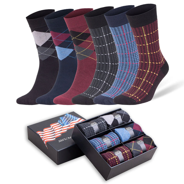 6 Pairs - Bamboo Dress Socks for Men Bamboo Fiber Business Trouser Socks with Gift Box