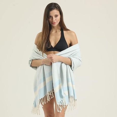 1 Pack - 100% Cotton Turkish Beach Towel Oversized Extra Large for Travel Gym Camping Sauna Beach Pool