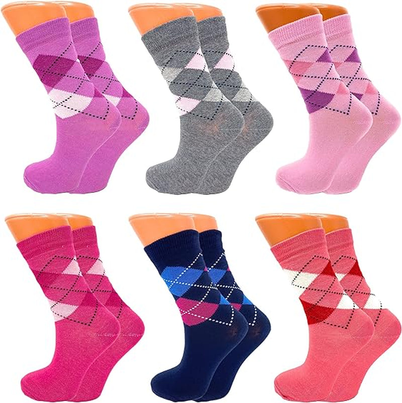 6 Pairs - Luxury Combed Cotton Crew Socks for Women Colorful Casual Socks