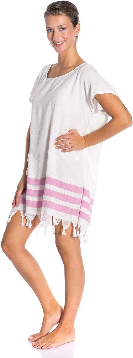 1 Pack - All Cotton Swimsuit Cover Ups for Women Short Sleeve Beach Dress