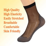 3 Pairs - Anti-Slip Sheer Ankle Socks for Women with Cotton Sole Silk Thin Nylon Ankle Socks