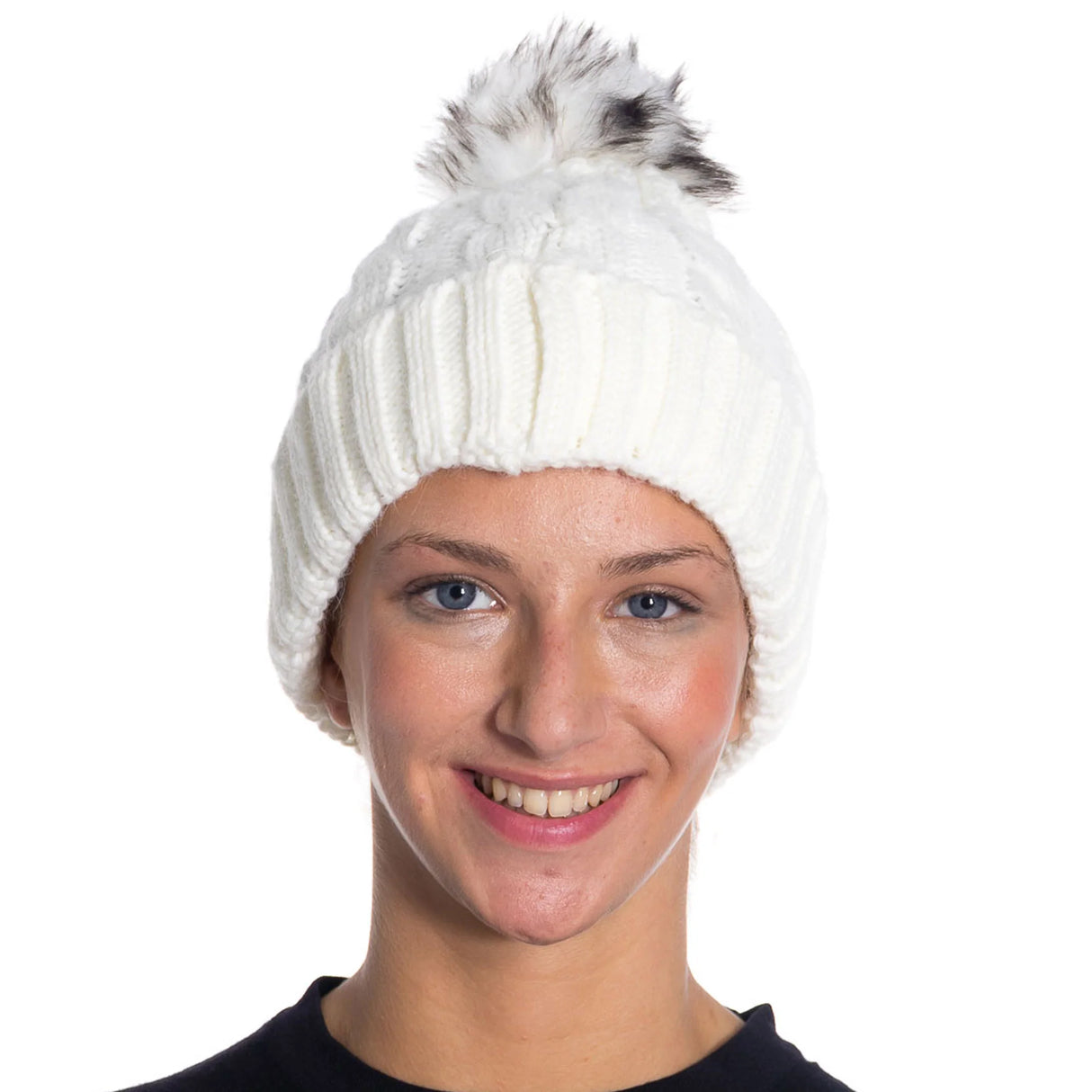 1 Pack - Winter Knitted Slouch Beanie Hat with Pom Pom for Women Winter Hat Beanie