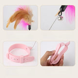 New Cat Feather TPR Silicone Collar Cat's toy Teasing Self-Hey Cat Stick Pet Collar With Bell Feather