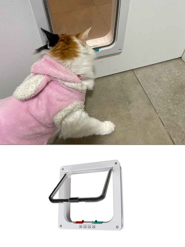 Dog Cat Flap Door For Dog Cat Kitten With 4 Way Lock Security Flap Door Cat Puppy Safety Gate ABS Plastic Small Pet Supplies