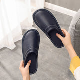 Home Leather Slippers Men and Women Spring 2024 New Non-slip Waterproof Floor Shoes Anti-odor Soft Sole males Indoor Slides