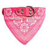 Pet Bandanas Collar for Dogs Cats Adjustable PU Leather Triangular Bibs Scarf Collar with Paisley Pattern for Puppy Accessories