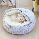 New Warm Dog Cat Bed Round Long Plush Cat's House Cave Pet Kitten Cushion Basket Sleepping Mat for Cats Small Dog Chihuahua Nest