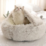 New Warm Dog Cat Bed Round Long Plush Cat's House Cave Pet Kitten Cushion Basket Sleepping Mat for Cats Small Dog Chihuahua Nest