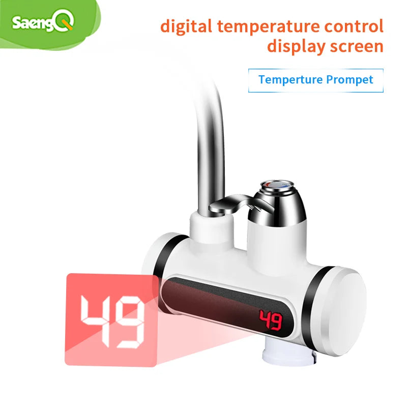 saengQ Electric Water Heater 220V Kitchen Faucet Tankless Instant Heating Water Tap Flowing Heated Mixer Digital Display