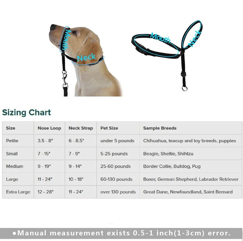 Adjustable Nylon Dog Pet Dog Padded Head Collar Gentle Halter Leash Leader Stop Pulling Training Muzzles Tools dog accessories