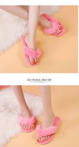 Warm Fluffy Slippers Women Cozy Faux Fur Cross Indoor Floor Slides Flat Soft Furry Shoes Ladies Female Celebrities Flip Flops