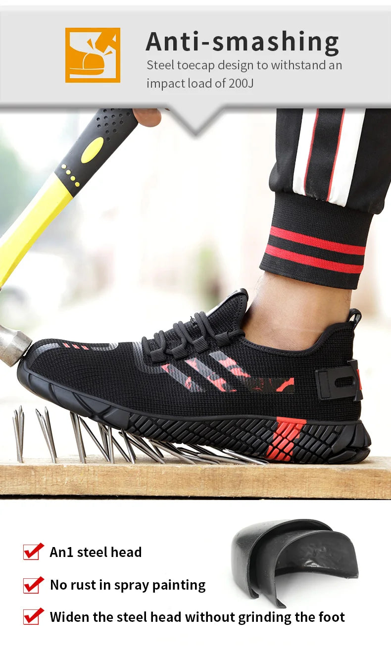 2022 Breathable Lightweight Man Work Shoes Non-Slip Anti-Piercing Brand Safety Shoes Man And Women Wteel Toe Work Shoes