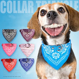 Pet Bandanas Collar for Dogs Cats Adjustable PU Leather Triangular Bibs Scarf Collar with Paisley Pattern for Puppy Accessories