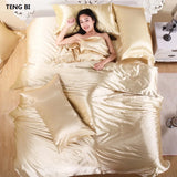 HOT! 100%  Silk Bedding Fashion Bedding set Pure color A/B double-sided color Simplicity Bed sheet, quilt cover pillowcase 2-5pc