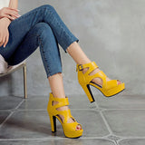 Sgesvier 2021 Trendy Hot Sale Summer Fashion Peep Toe Platform High Heels Zipper Woman Shoes Party Sandals Plus Size 34-50