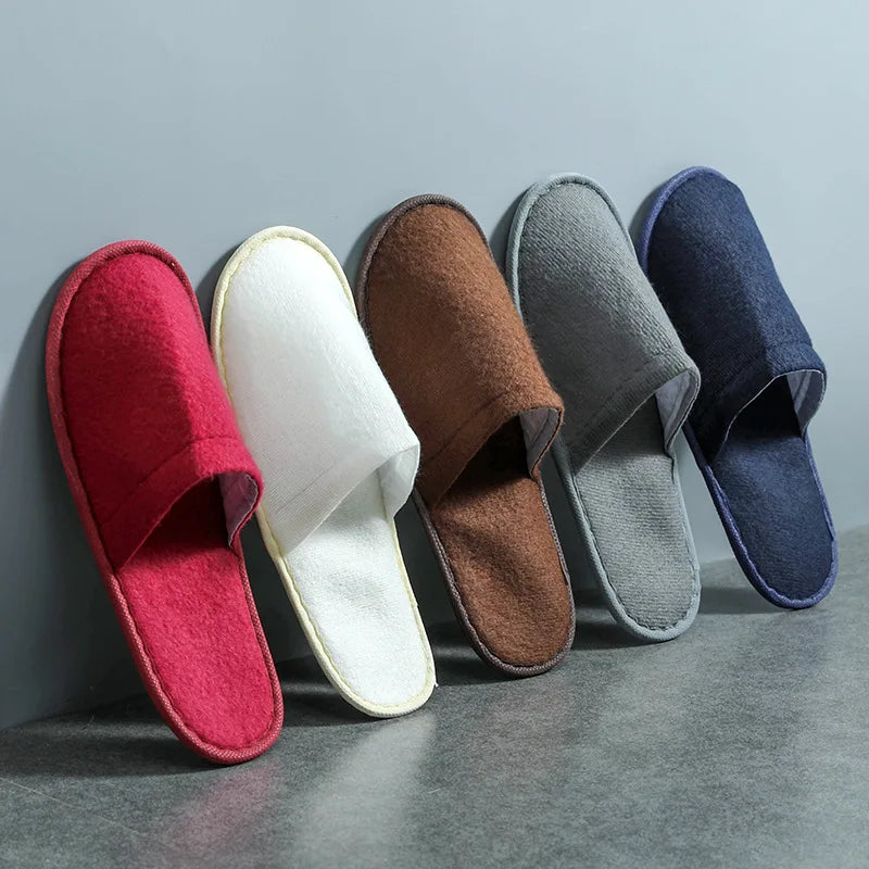 5 PCS Portable Slippers Men Women Hotel Disposable Shoes Unisex Business Travel Spa Home Guest Party Indoor Folding Slippers