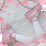 2024 Brand Girls Platform Wedges Angel Bat Marry Janes Pumps Buckle Women's Pumps New INS Cosplay Lolita Japanese Shoes Woman