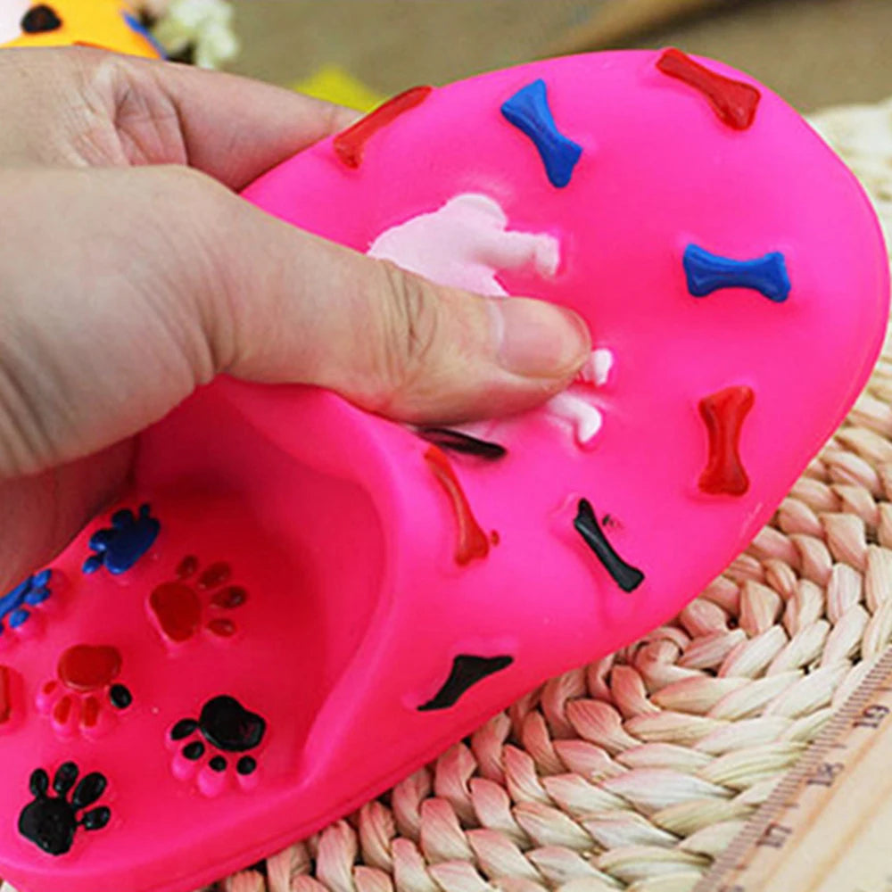 1pc Puppy Slipper Toy Fun Interactive Toy Cartoon Paw Dog Teething Toy Pet Squeaky Toy Dog Bite Sound Realistic Toy