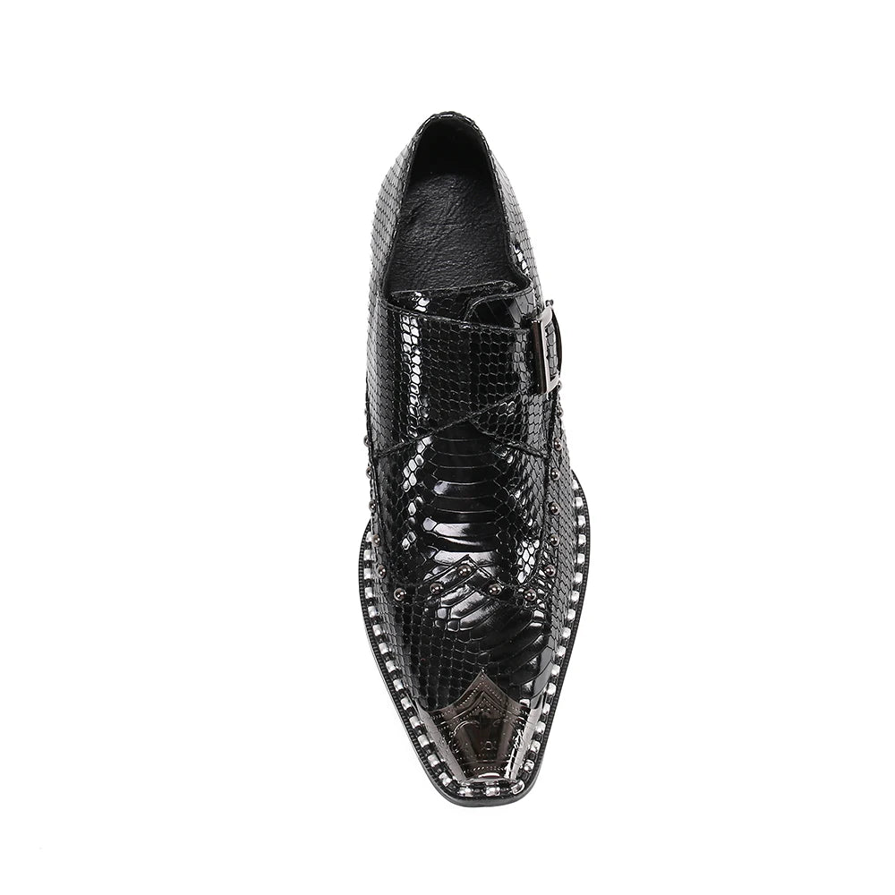 Spring High Quality White Snake Skin Slip On Men Dress Shoes Genuine Leather Party Wedding Flats Formal Loafer Sapato Masculino