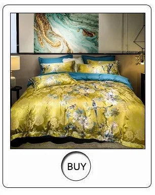 Modern Art Gold Embroidery 100S Egyptian Long-staple Cotton Luxury Bedding Set Quilt Cover Bed Linen Pillow Shams Bedclothes