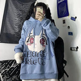 QWEEK Goth Harajuku Hoodie Punk Anime Oversized Sweatshirt Graffiti Hoodies Women Cartoon Print Hoodie 2021 Streetwear Women