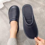 Home Leather Slippers Men and Women Spring 2024 New Non-slip Waterproof Floor Shoes Anti-odor Soft Sole males Indoor Slides