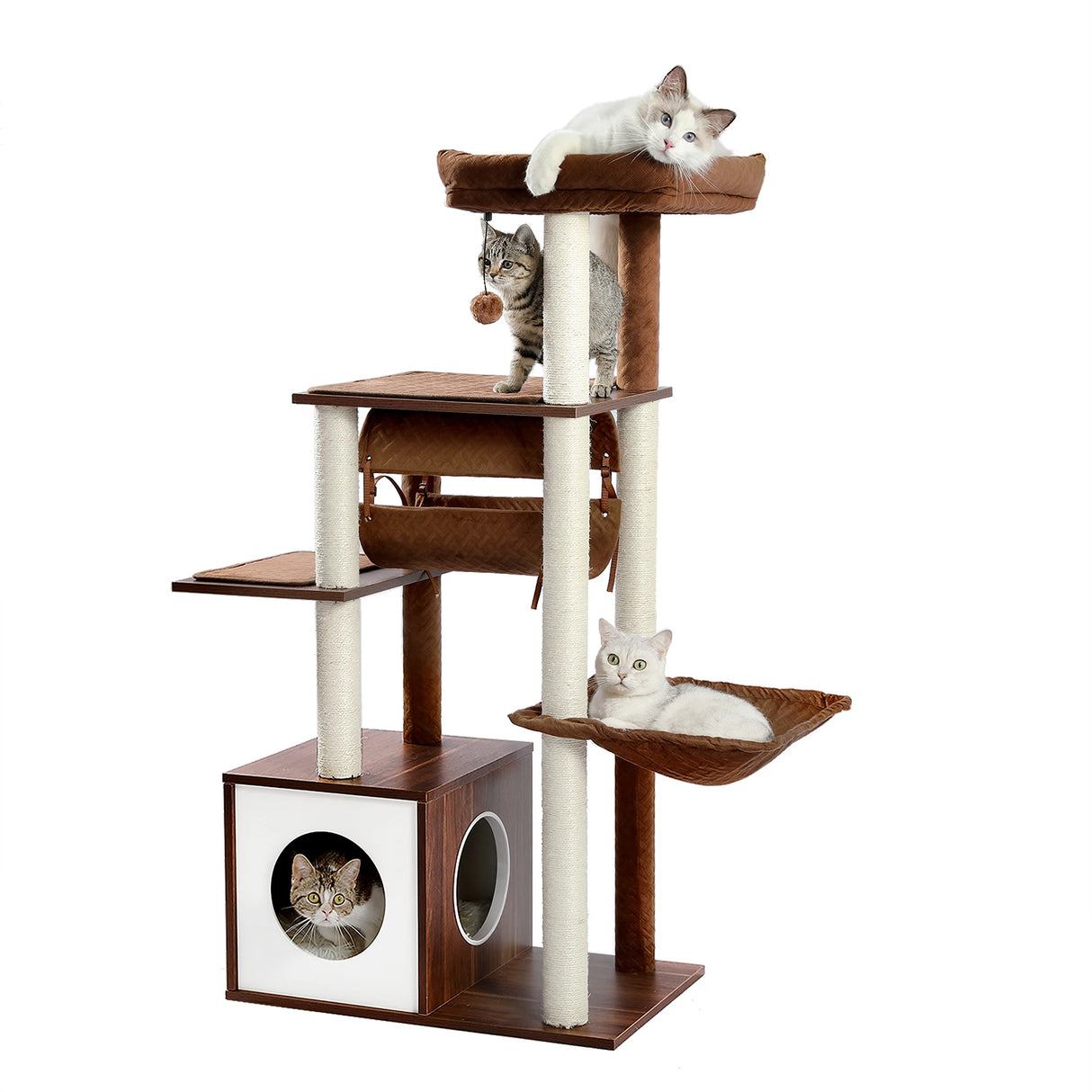 Domestic Delivery Big Cat Tree Tower Condo Furniture Scratch Post Cat Jumping Toy with Ladder for Kittens Pet House Play