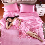 HOT! 100%  Silk Bedding Fashion Bedding set Pure color A/B double-sided color Simplicity Bed sheet, quilt cover pillowcase 2-5pc