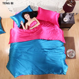 HOT! 100%  Silk Bedding Fashion Bedding set Pure color A/B double-sided color Simplicity Bed sheet, quilt cover pillowcase 2-5pc