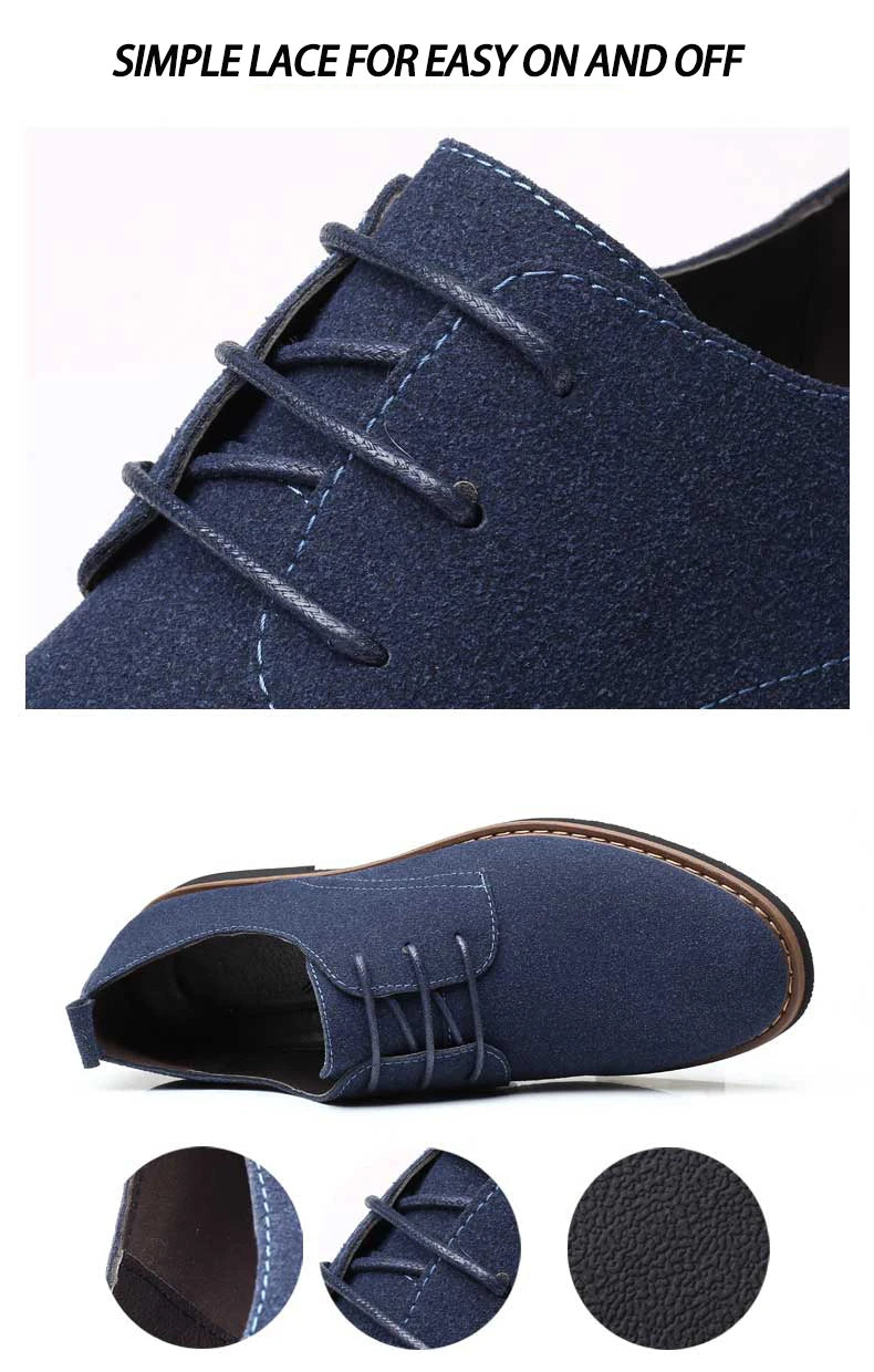 Men Dress Shoes Fashion Oxford Leather Shoes Comfortable Shoes For Mens Sneakers Large Size Suede Flat Footwear chaussure homme