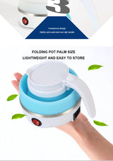 saengQ Travel Household Folding Kettle Silicone304 Stainless Steel  Portable Kettle Compression Foldable Leakproof 600ml