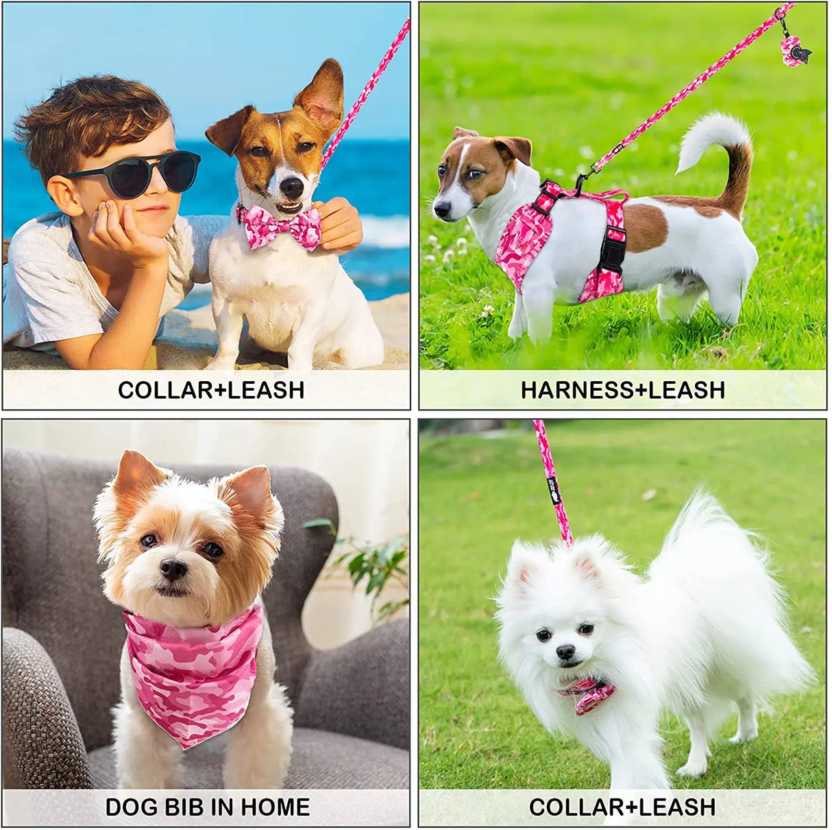 6in1 Dog Harness Suit Vest Harness & Collar & Leash & Handkerchief & Scarf & Poop Bag Accessories Pet Set Small Cat Dog Supplies