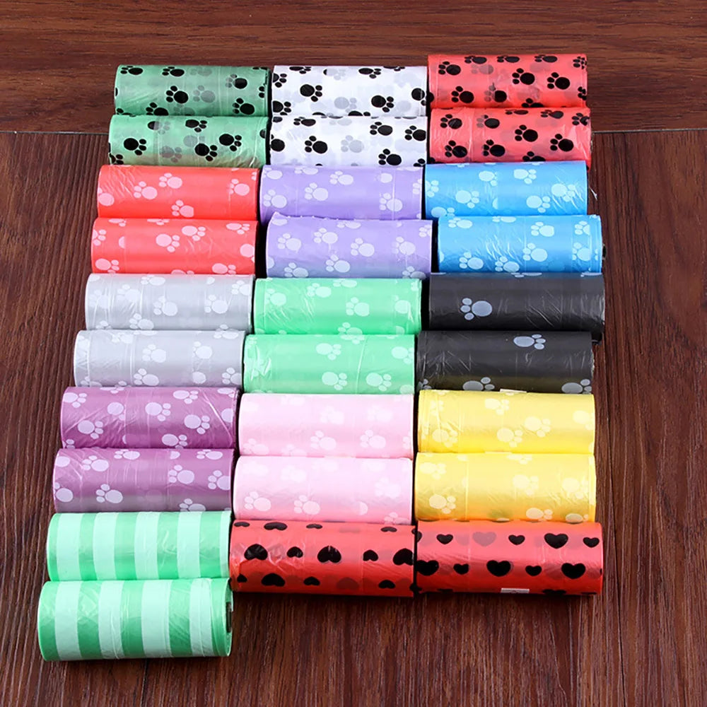 21 pcs Degradable Pet Dog Waste Poop Bag With Printing Doggy Bag Degradable Pet Waste Clean Poop Bags Dog Up Clean Bag Dispenser