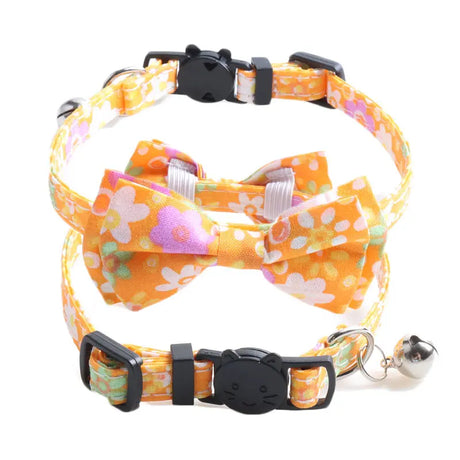 Floral Pet Cat Collar Dog Accessories Collier With Bell Chats Bow Bandana Sunflower Necklace Goats Supplies Breakaway Charm