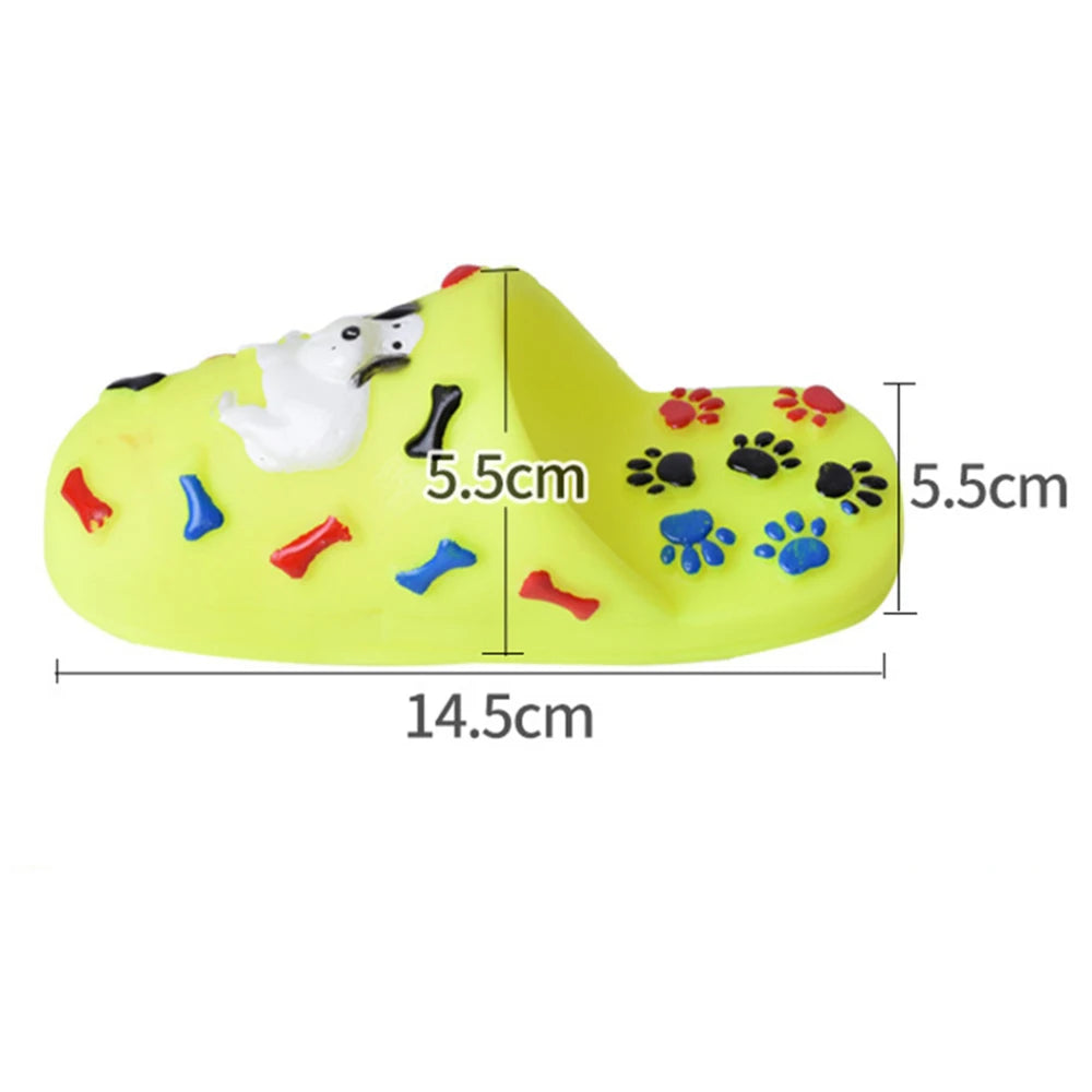 1pc Puppy Slipper Toy Fun Interactive Toy Cartoon Paw Dog Teething Toy Pet Squeaky Toy Dog Bite Sound Realistic Toy