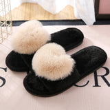 Women Indoor Warm Home Slippers Bedroom Cute Heart Pattern Non-slip Soft Comfort Plush House Slippers Shoes Autumn Winter