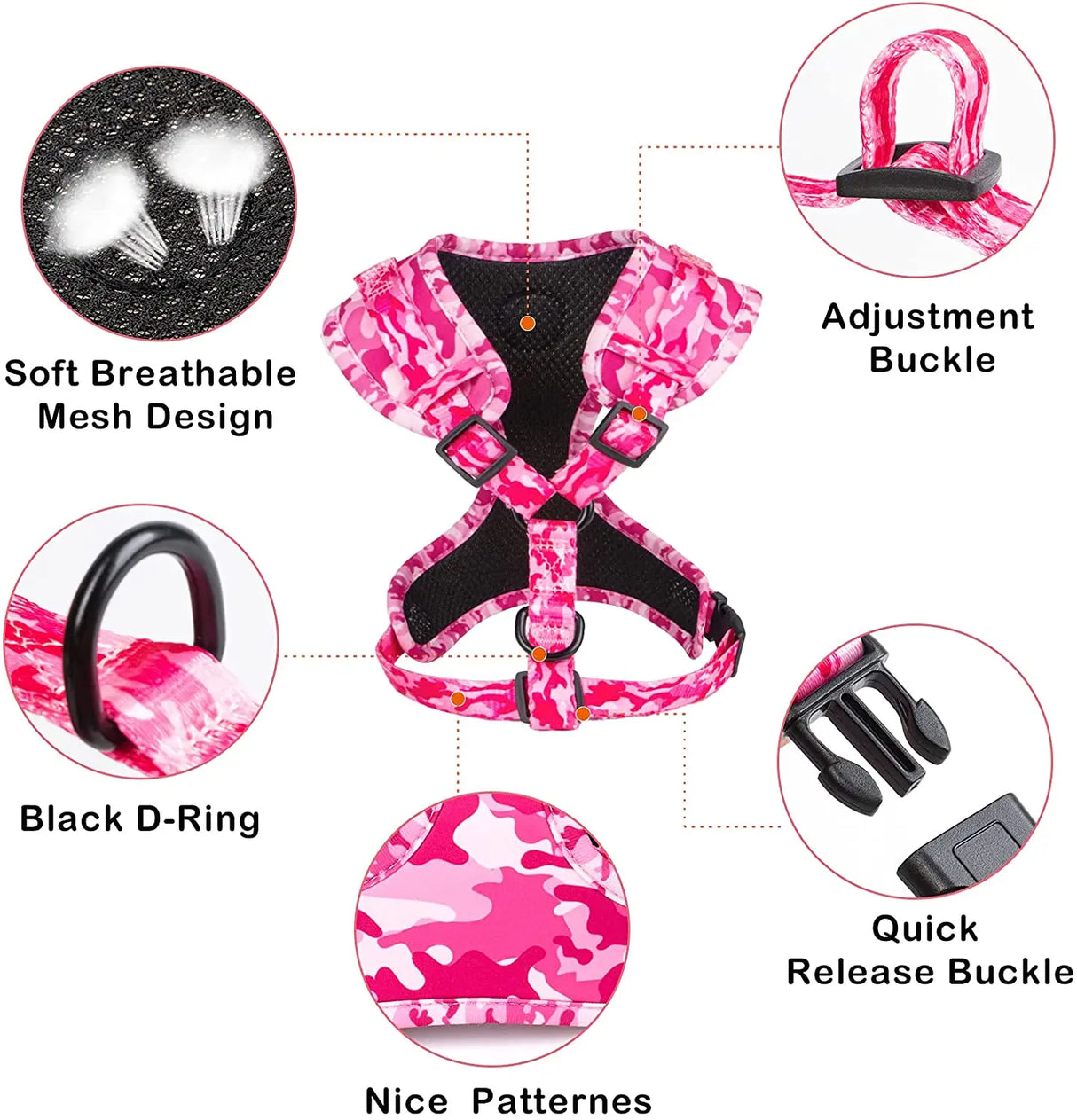 6in1 Dog Harness Suit Vest Harness & Collar & Leash & Handkerchief & Scarf & Poop Bag Accessories Pet Set Small Cat Dog Supplies