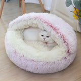 New Warm Dog Cat Bed Round Long Plush Cat's House Cave Pet Kitten Cushion Basket Sleepping Mat for Cats Small Dog Chihuahua Nest