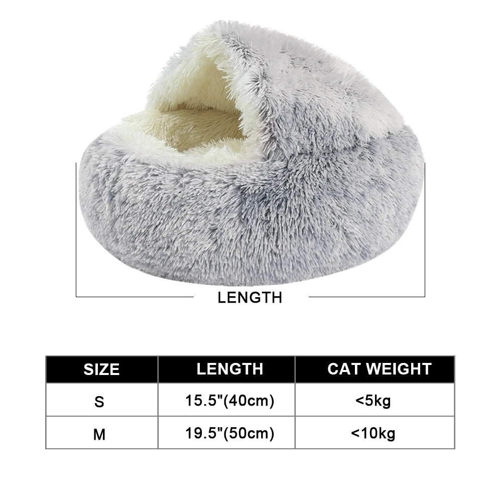 New Warm Dog Cat Bed Round Long Plush Cat's House Cave Pet Kitten Cushion Basket Sleepping Mat for Cats Small Dog Chihuahua Nest