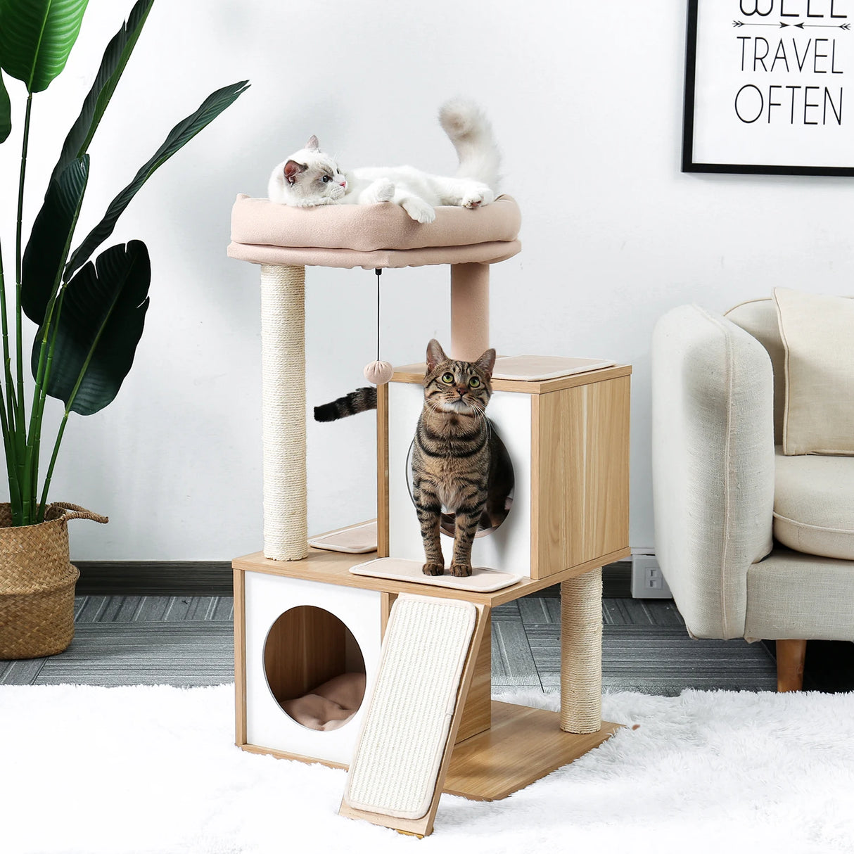 Domestic Delivery Big Cat Tree Tower Condo Furniture Scratch Post Cat Jumping Toy with Ladder for Kittens Pet House Play