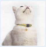 ROJECO Colorful Cat Collar With Bell Adjustable Safety Reflective Pet Collars For Cats Supplies Kitten Buckle Necklace Pet Leash